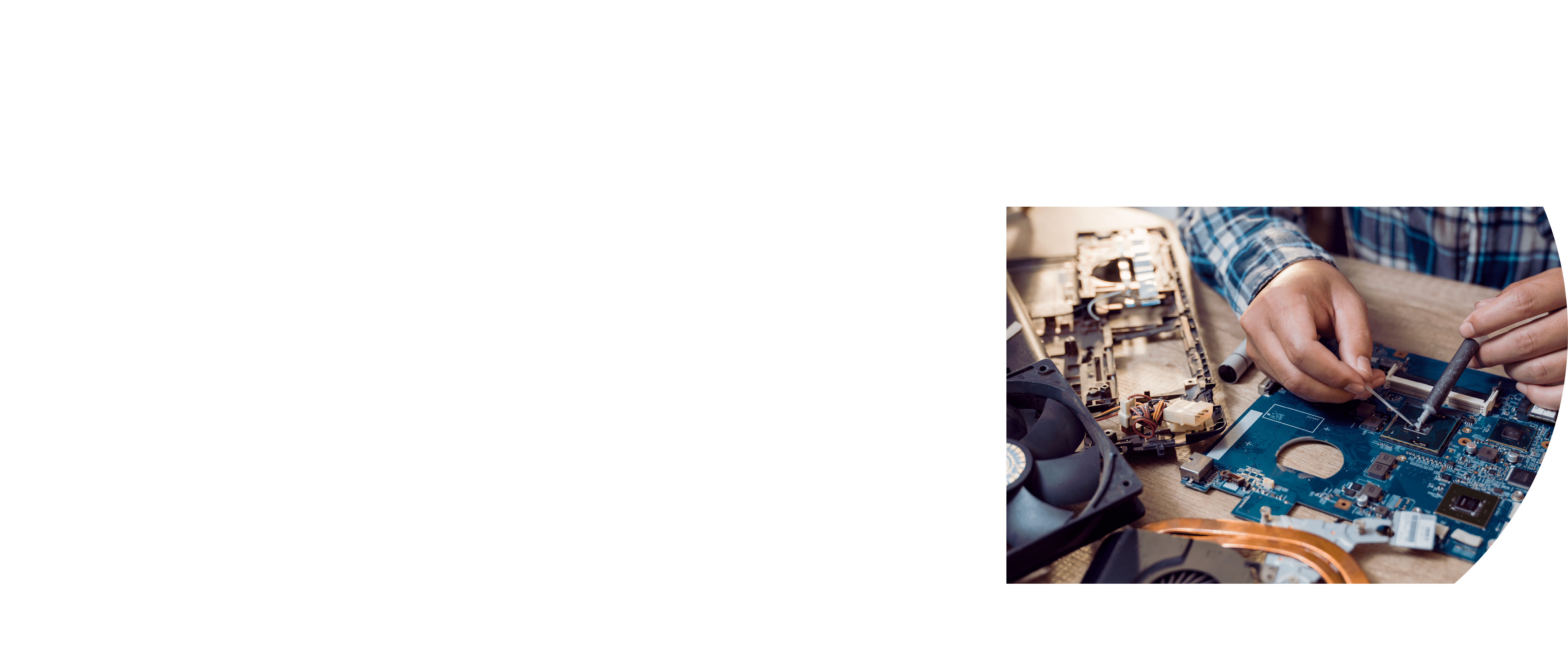 Close up of a man soldering computer chip